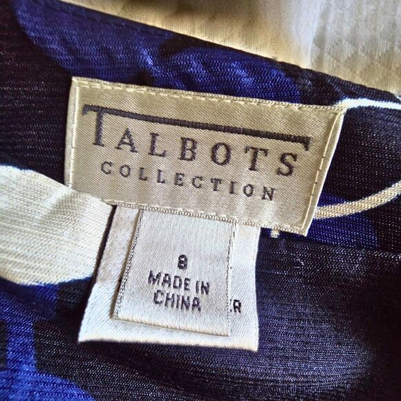 Talbots Collection Silk Linen Skirt Blue White Nautical Preppy Chain Print 8 - Picture 6 of 9